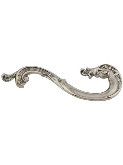 French Court Right-Hand Drawer Pull - 3 1/2 inch Center-to-Center in White Brass.